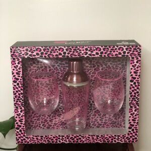 Luv Betsey by Betsey Johnson Leopard Print Cocktail Shaker & Wine Glass Set